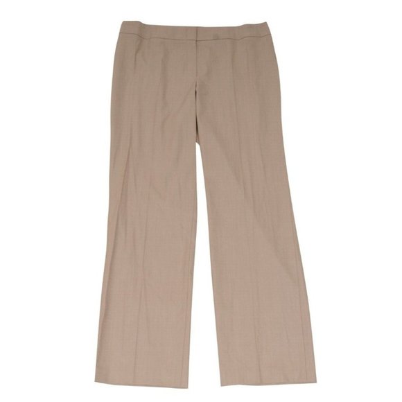 Escada Womens Wide Leg Pants Size 46 Tan Wool Stretch Dress Career Trousers